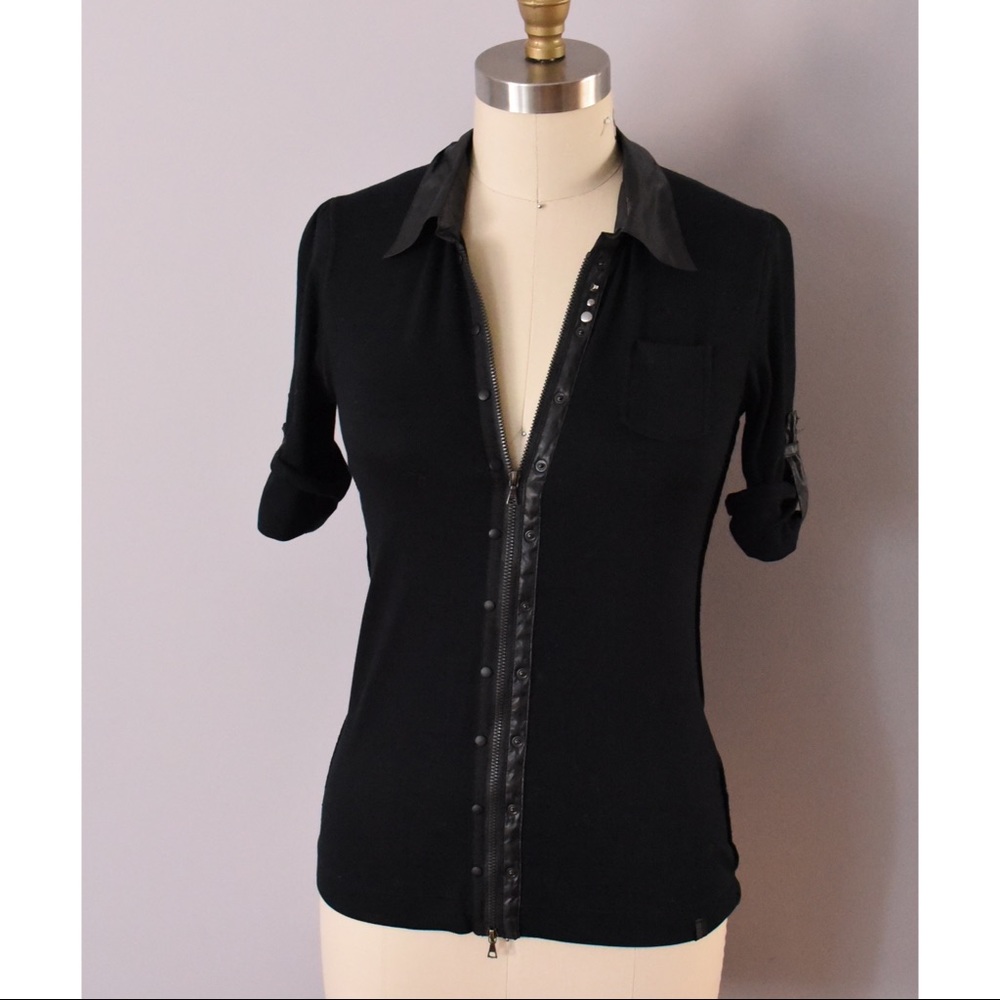 MARCCAIN Zip polo with sleeve detail